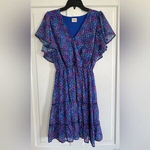 Peach Love blue floral dress